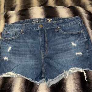 7 For All Mankind Distressed Blue Jean Shorts